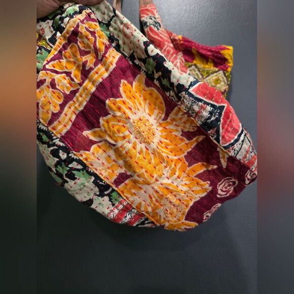 Cotton Patchwork Boho Slouchy Shoulder Bag Hobo Hippie Festival Market 23x16x5 - Picture 9 of 13